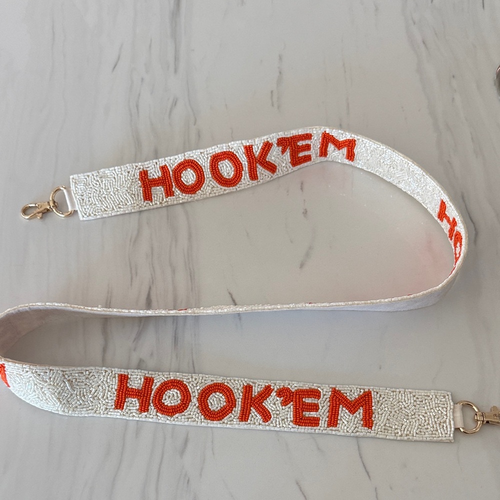 Texas Hook 'Em Beaded Bag Strap